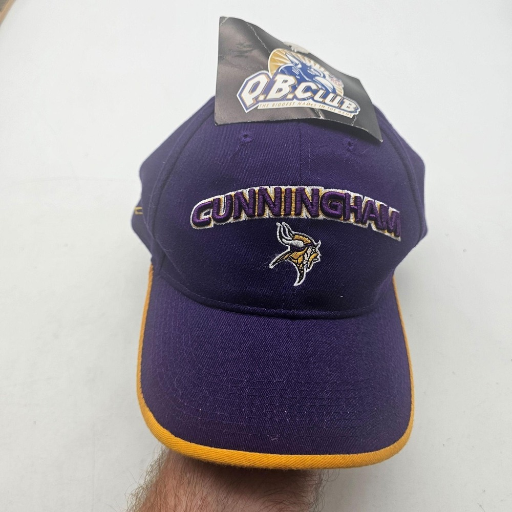 Vintage Minnesota Vikings Hat Cap Strap Back One Size NFL Cunningham Q.B. Club